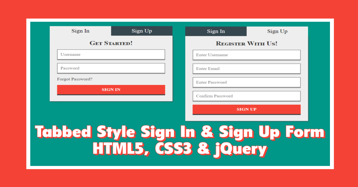 Tabbed Style Login Registration Form Design Using HTML5, CSS3 & jQuery